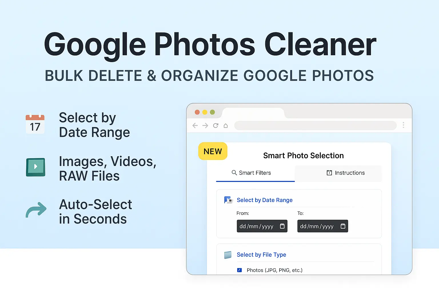 Google Photos Cleaner UI Screenshot